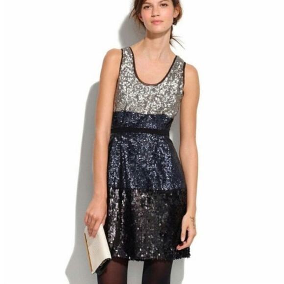 Madewell Dresses & Skirts - Madewell Broadway & Broome Sequin Colorblock Mini Cocktail Party Dress 8 Holiday